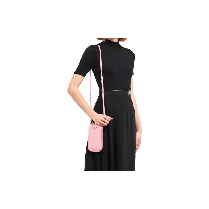 PRADA Saffiano Leather Handbag Mini Women's Petal Pink-4