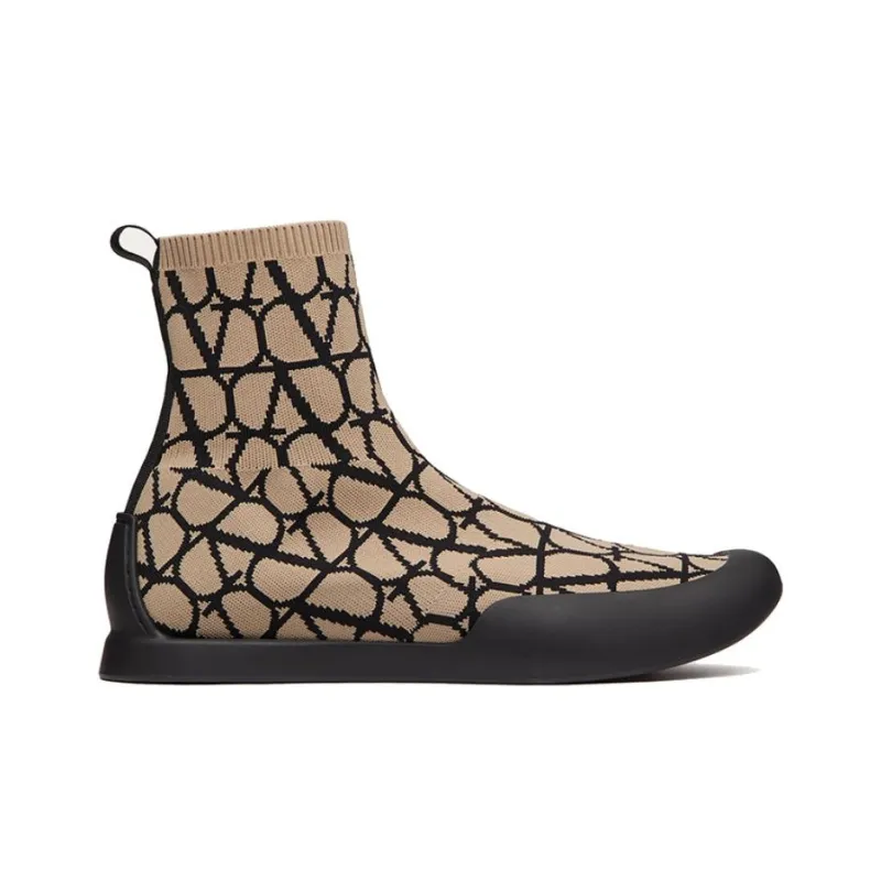 Valentino Toile Iconographe Round Toe Sock Boots-1