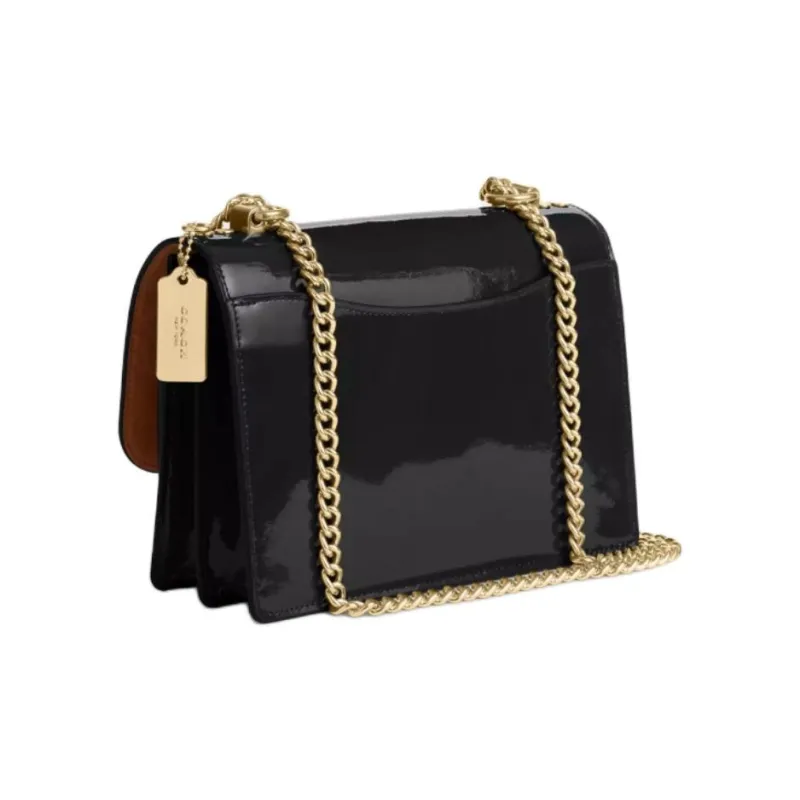 COACH Klare Smooth Leather Bonded Patent Leather Shoulder Bag Crossbody Bag Small Size Women's Black-1