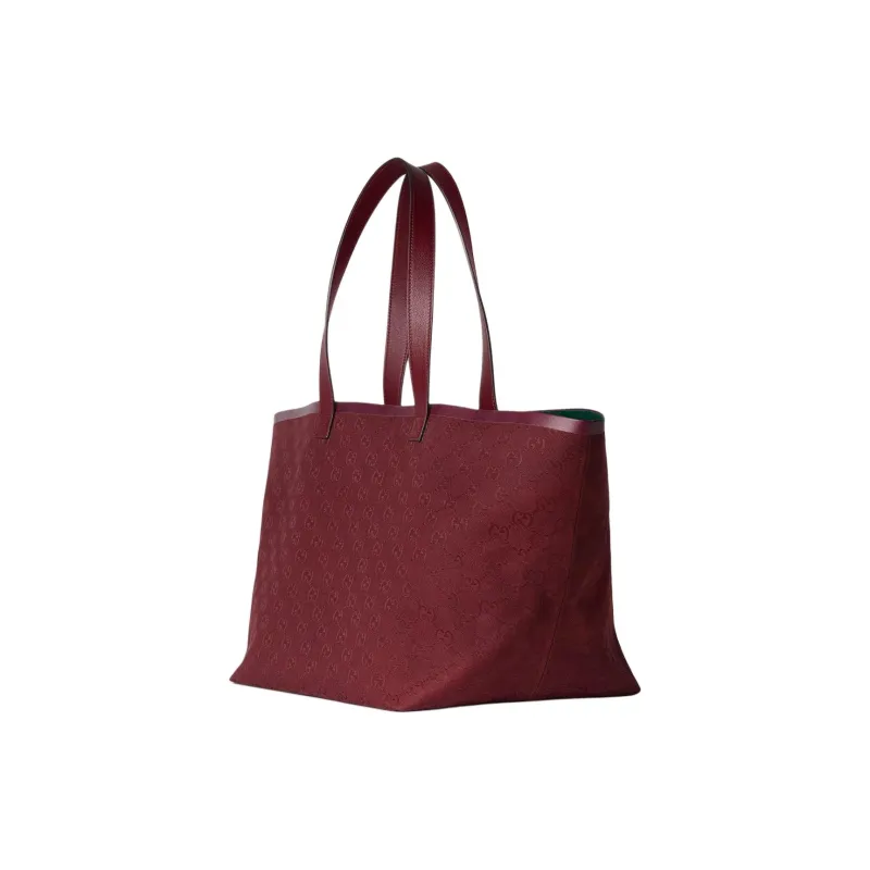 GUCCI Canvas Tote Bag Shopping Bag Handbag Shoulder Bag Medium Size Women's Red-2