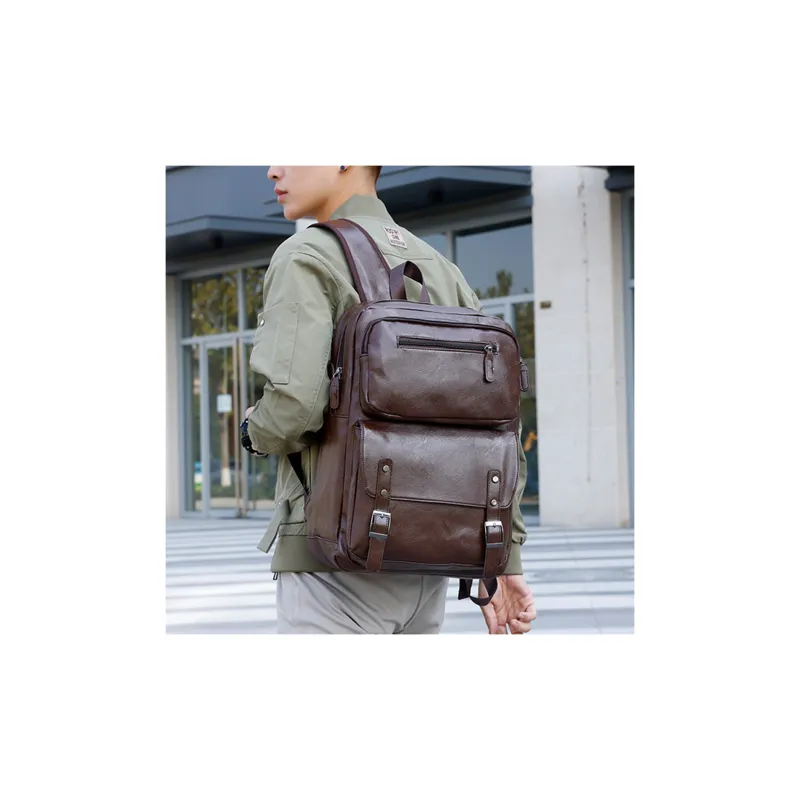 Slazenger PU Backpack Regular Men's Black/Dark Brown-6