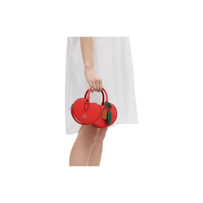 COACH Split Cow Leather Handbag, Crossbody Bag Medium Size Women's Miami Red-3