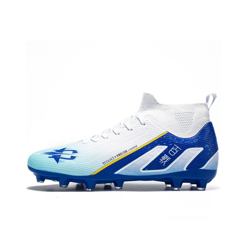 TriVict Win A Hundred Battles And Win A Hundred Victories. Soccer Shoes Unisex Mid Top White/Pink/Aqua/Blue-52