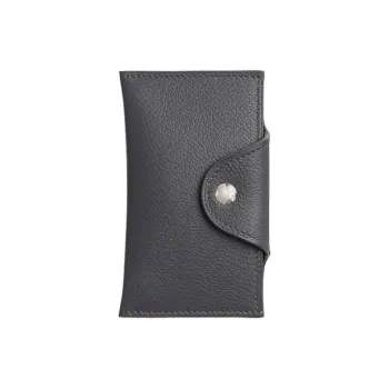 HERMES Evercolor Leather Card Holder Women's 85 Ardoise Slate Gray