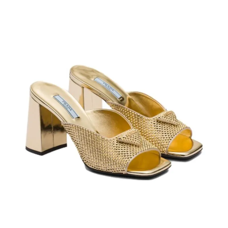 PRADA Antibacterial Slide Slippers Women's Gold-2