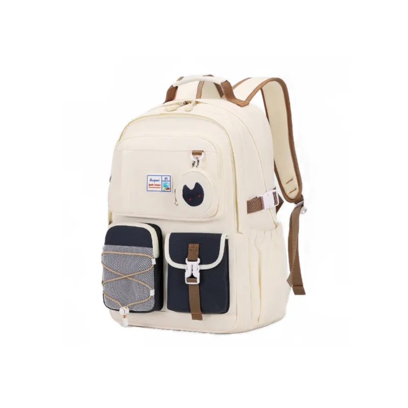 RUIPAI Oxford Fabric Blend Backpack Unisex Beige/Taro Purple/Black-0