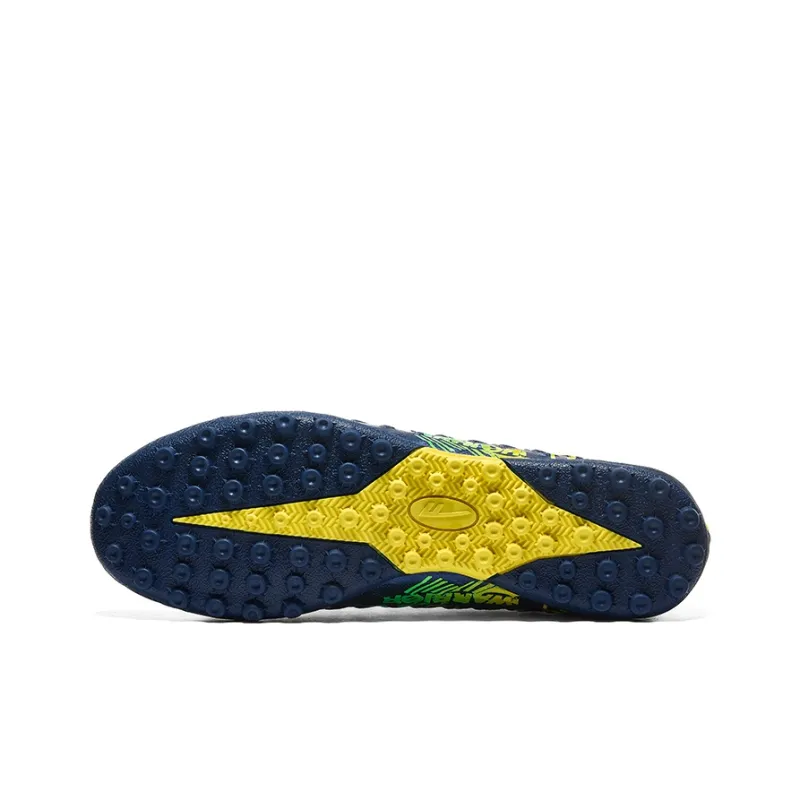Warrior TT Rubber Broken Studs Artificial Ground Anti Slip Wear Resistant Soccer Shoes Unisex Dark Blue Yellow Green-3