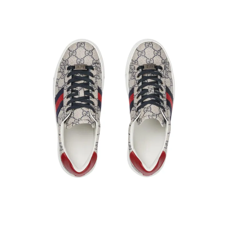 GUCCI ACE Low Top Skateboard Shoes Women's Beige-3