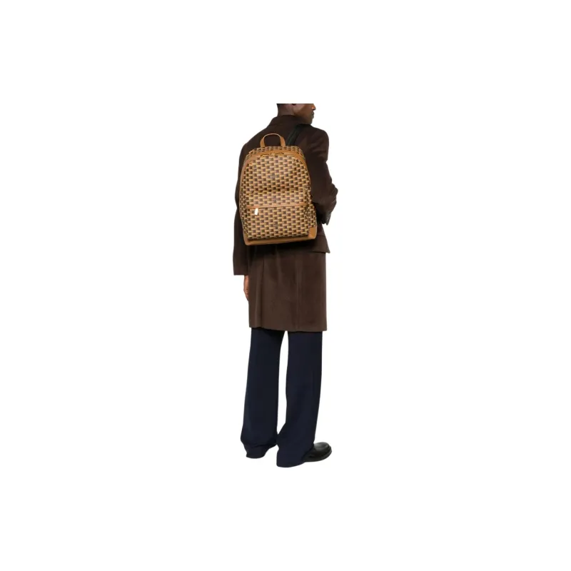BALLY Calfskin Backpack Large Size Men's Brown-4
