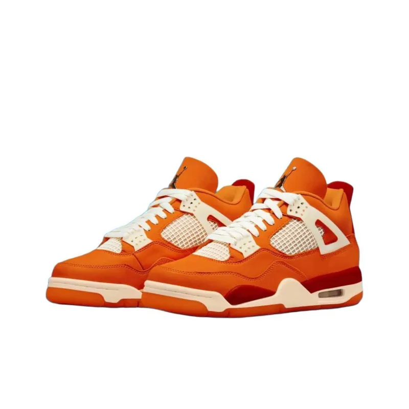 Jordan Air Jordan 4 Non-slip Wear-resistant Shock Absorption Mid-Top Vintage Basketball Shoes Men's Orange-2