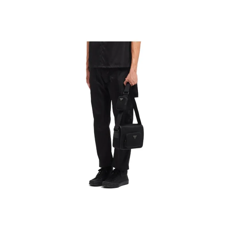 PRADA Saffiano Leather Shoulder Bag Crossbody Bag Men's Black-3
