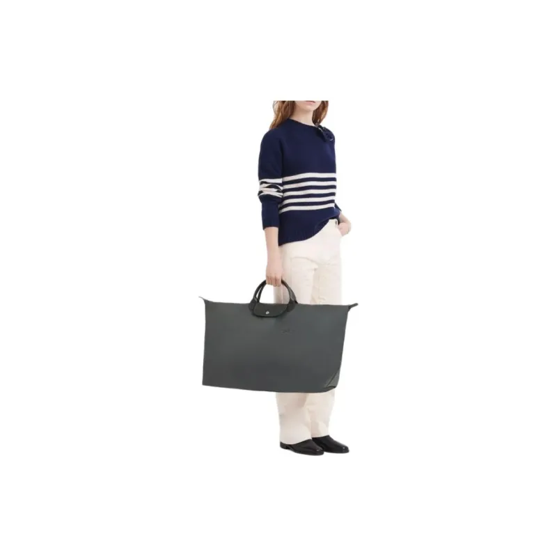 LONGCHAMP Le Pliage Green Cow Leather Trim Handbag Travel Bag Men's-4