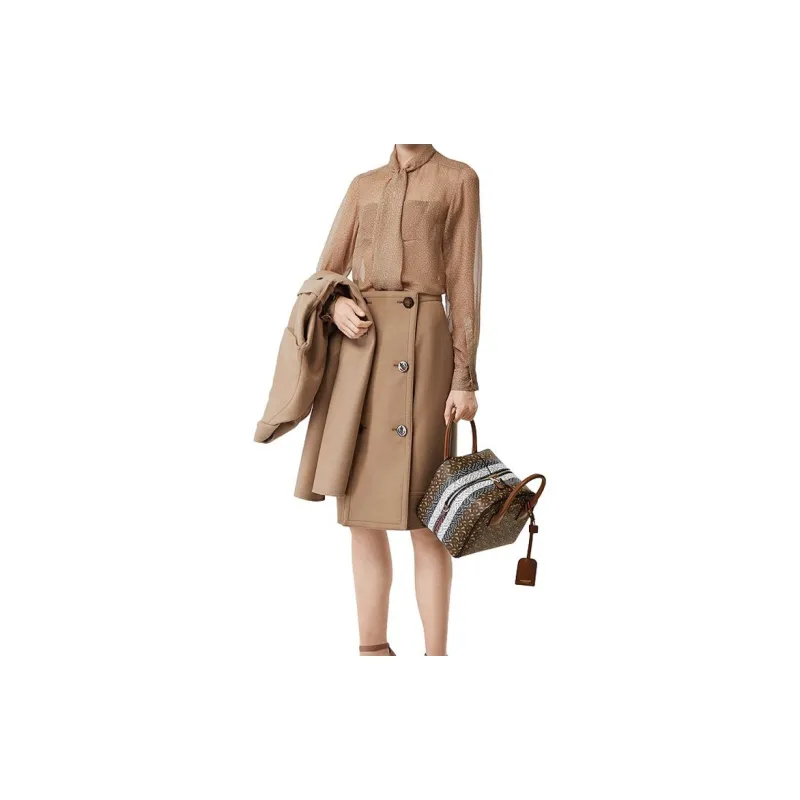 Burberry Cube Canvas Handbag Medium Size Unisex Brown-6