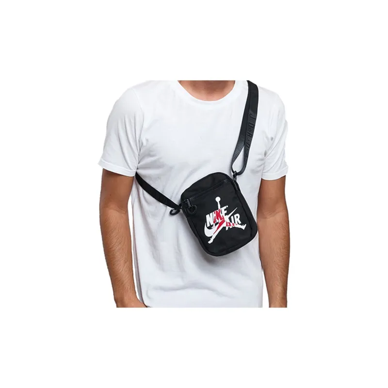 Jordan Polyester Crossbody Bag, Cell Phone Pouch, Shoulder Bag Regular Unisex Black With White And Red Logo-5
