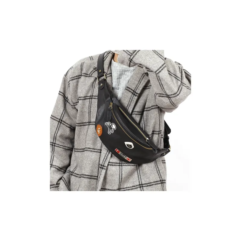 Fillove PU Sling Bags Crossbody Bags Regular Unisex Black-5