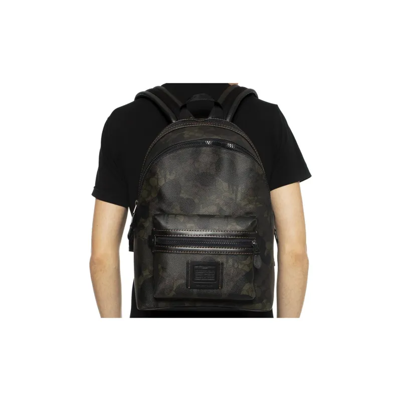 COACH Academy Leather PVC Backpack Large Size Men's Camouflage Brown Mixed Color-4