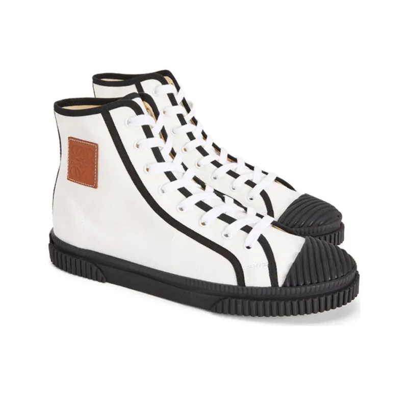 LOEWE Slip Resistant, Abrasion Resistant, Lightweight High Top Canvas Shoes Men's Cotton White-3