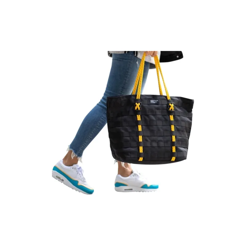 Nike Polyester Tote Bag Shopping Bag Gym Bag Large Size Unisex Black Yellow-3