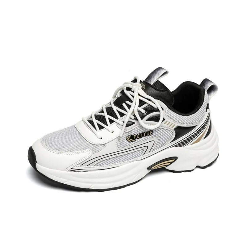 Feiyue Anti Slip Wear Resistant Low Top Running Shoes Men's Gray White Black-2
