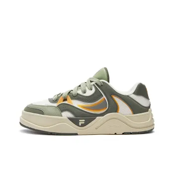 FILA FUSION Anti-Slip Wear-Resistant Low-Top Skateboard Shoes Men's Milk White/Hot Basil Green