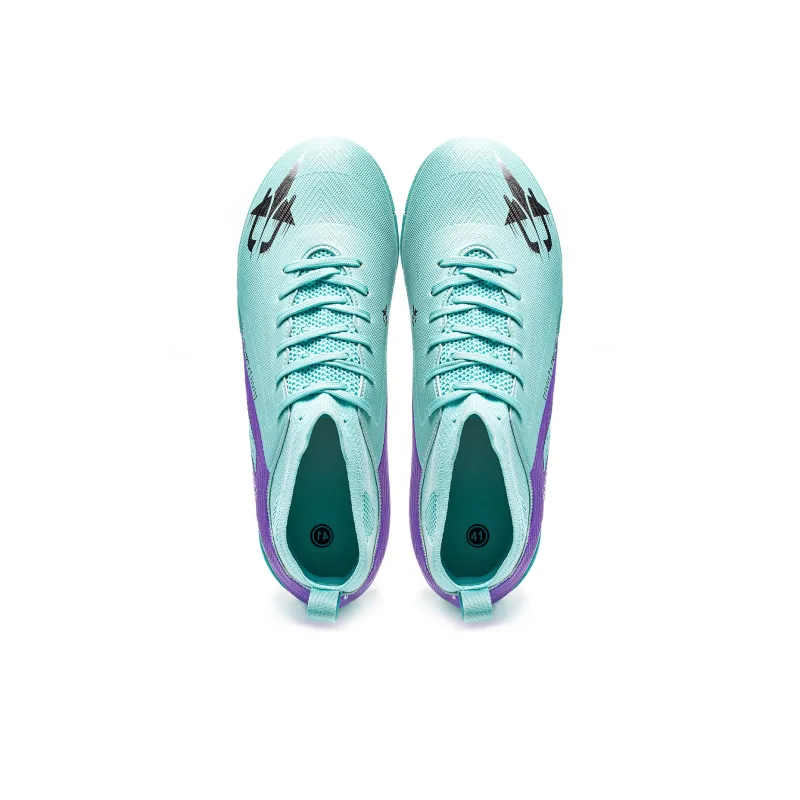 TriVict Win A Hundred Battles And Win A Hundred Victories. Soccer Shoes Unisex Mid Top White/Pink/Aqua/Blue-48