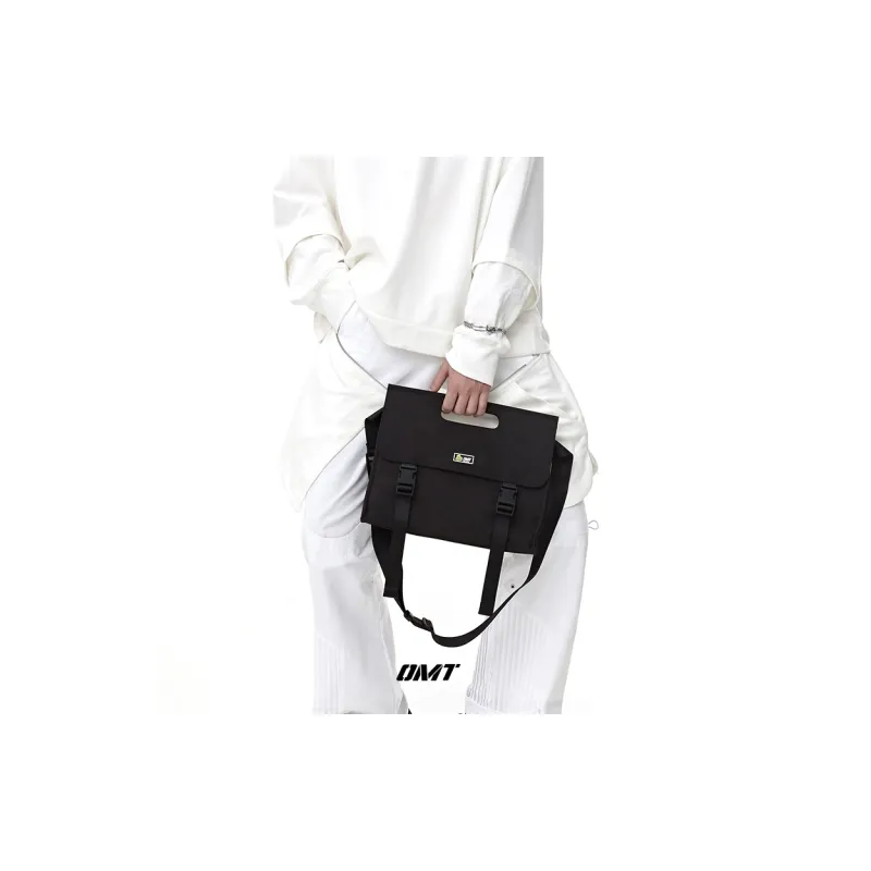 OMT Canvas Messenger Bag Crossbody Handbag Medium Size Unisex Black-6