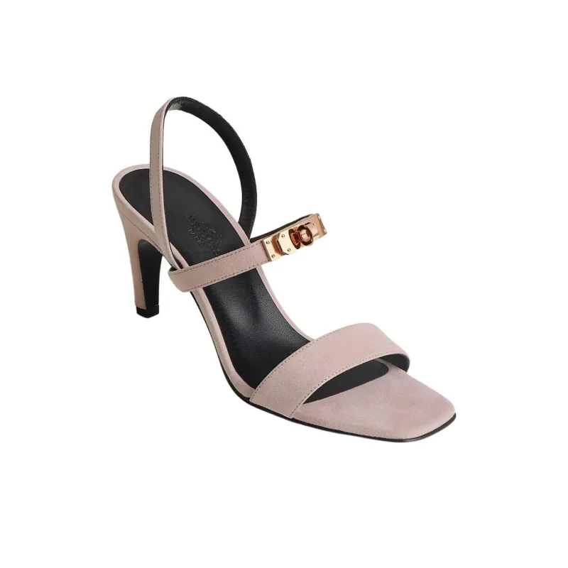 HERMES Glamour One Strap Sandals 7.5cm Women's Pink-2