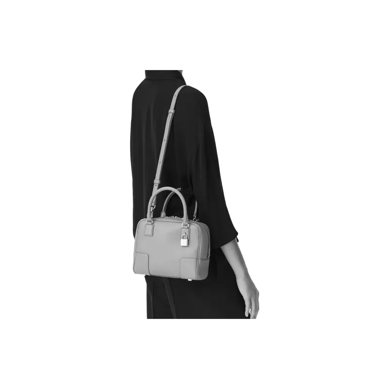LOEWE Amazona Grained Calfskin Handbag Shoulder Bag Crossbody Bag Mini Women's Cotton White-6