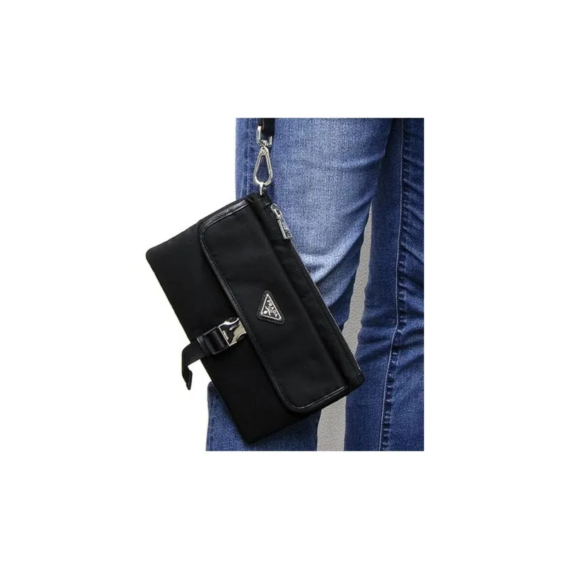 PRADA Fabric Clutch Men's Black-5