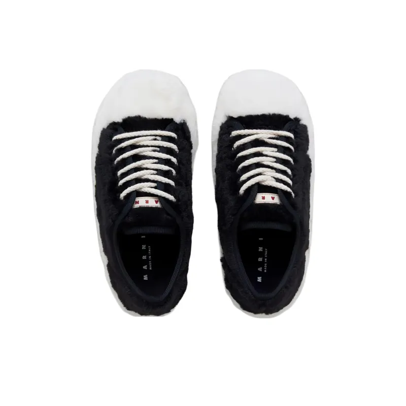 MARNI Faux-Fur Lace-Up Sneakers Women's-4