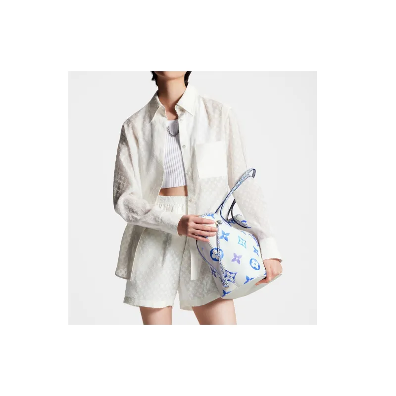 LOUIS VUITTON Neverfull Mm Monogram Blue-9