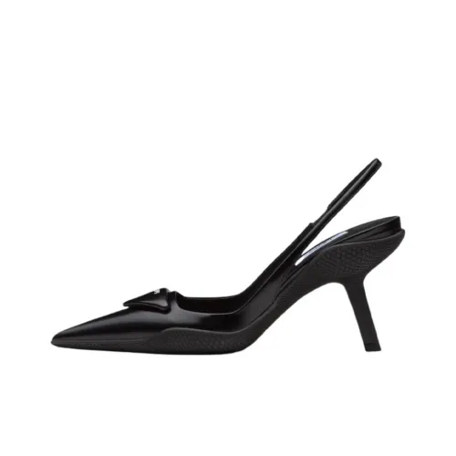 PRADA 65mm Sling-Back Pumps Black Brushed Leather