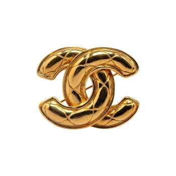 CHANEL 20th Century Plated Cc Quilted Brooch Costume Brooch