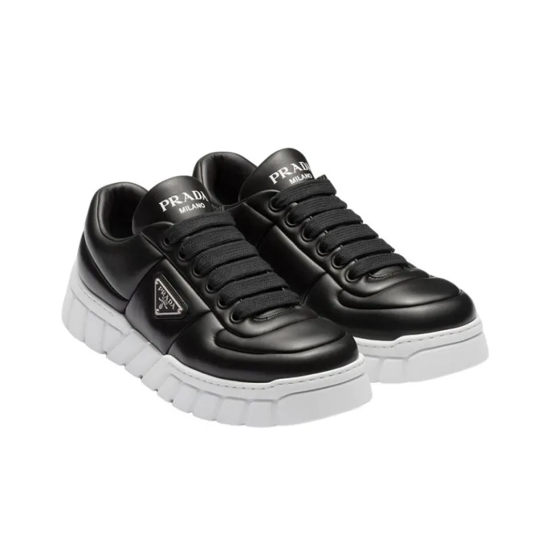 PRADA Wear-Resistant Low-Top Sports Casual Shoes Men's Black White-2