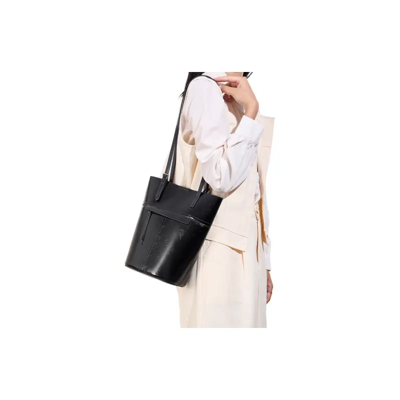 DIFENISE Synthetic Leather One Shoulder Portable Bucket Bag Regular Women's Combo Bag Black And White-6