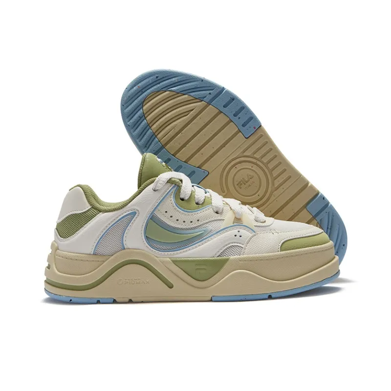FILA FUSION 50-50 Slip-Resistant Low-Top Skateboard Shoes Women's White Green-4
