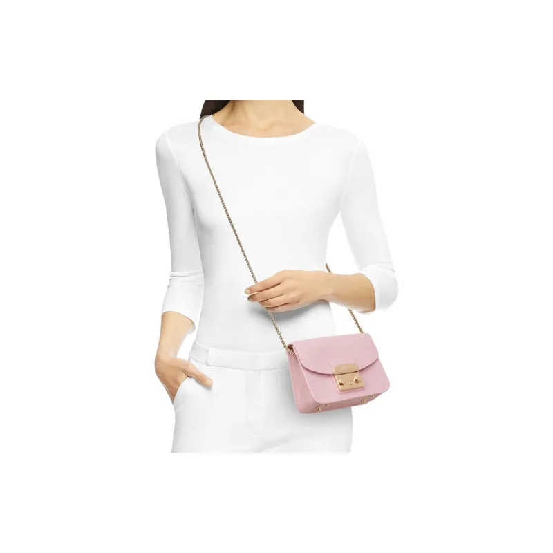 Furla Metropolis Collection Cow Leather Small Square Bag Crossbody Bags Mini Women's Camellia Pink-5