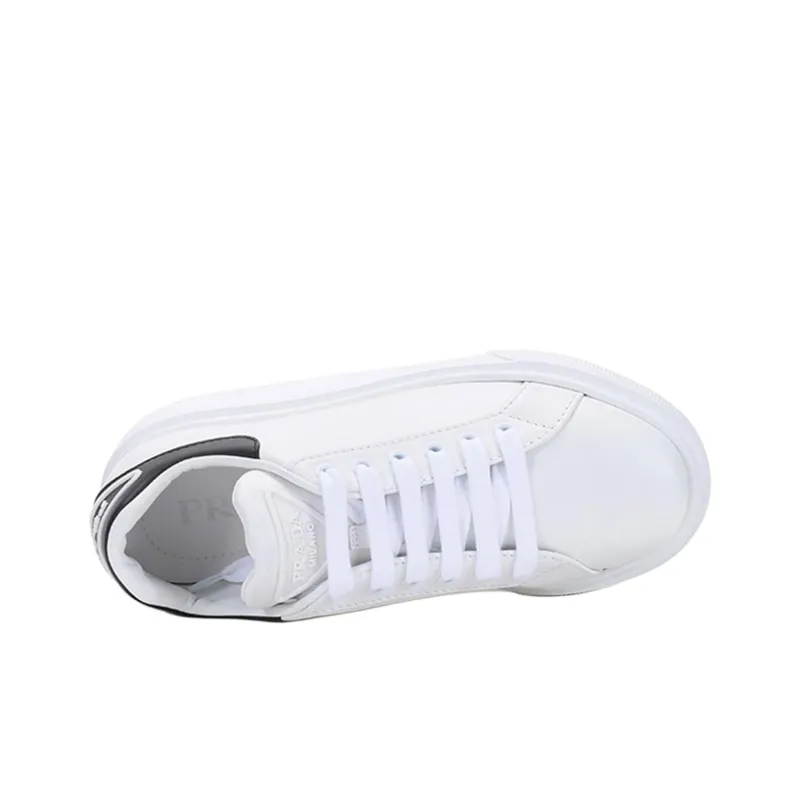 PRADA Low Top Stylish Skateboarding Shoes Women's White Black Heel Tab-4