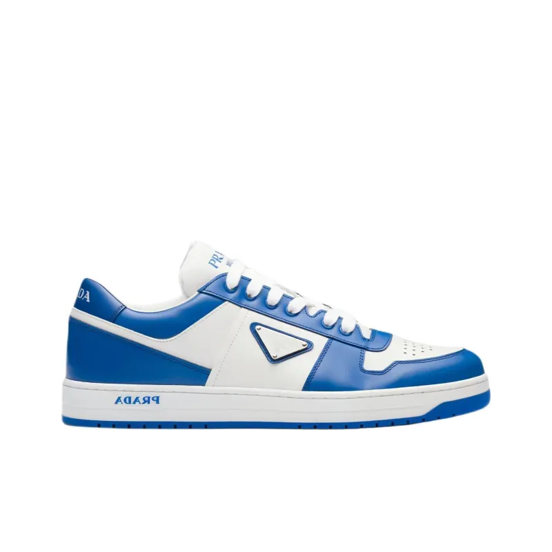 PRADA Downtown Low Top Sneakers Leather White Cobalt Blue-1