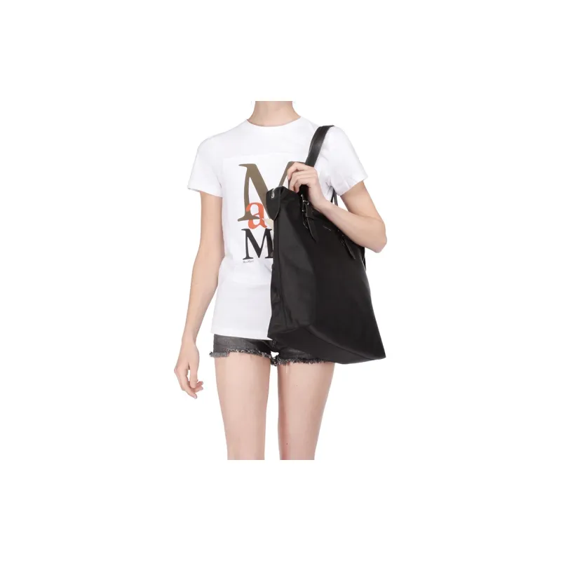 Burberry Nylon Canvas With Leather Tote Bag, Shopping Bag, Shoulder Bag Women's Black-4
