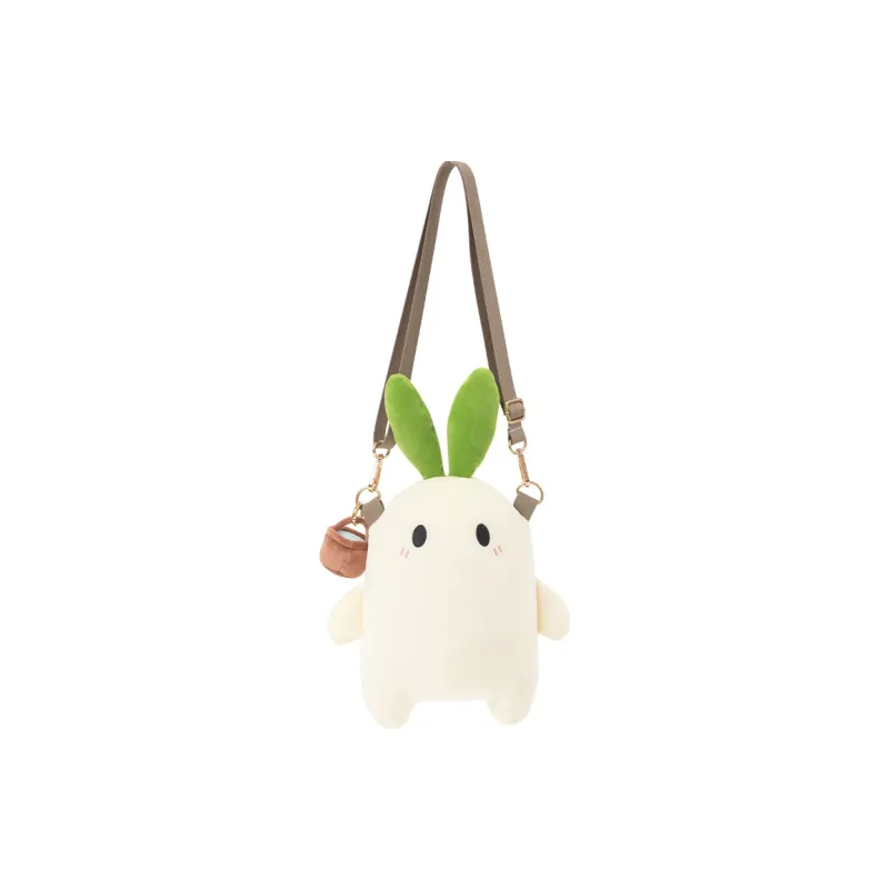 Crooked Melon Production Plush Shoulder Bag, Crossbody Bag Regular Women's White & Green-4