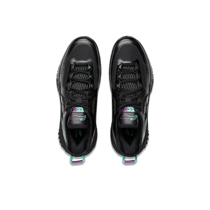 LiNing Shudder Cushioning Anti Slip Wear Resistant Breathable Lightweight Rebound Low Top Basketball Shoes Men's Black-3