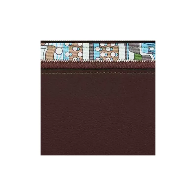 HERMES Silk'In Evercolor Calfskin Wallet Women's Mocha & Silk Lan & Celeste-2