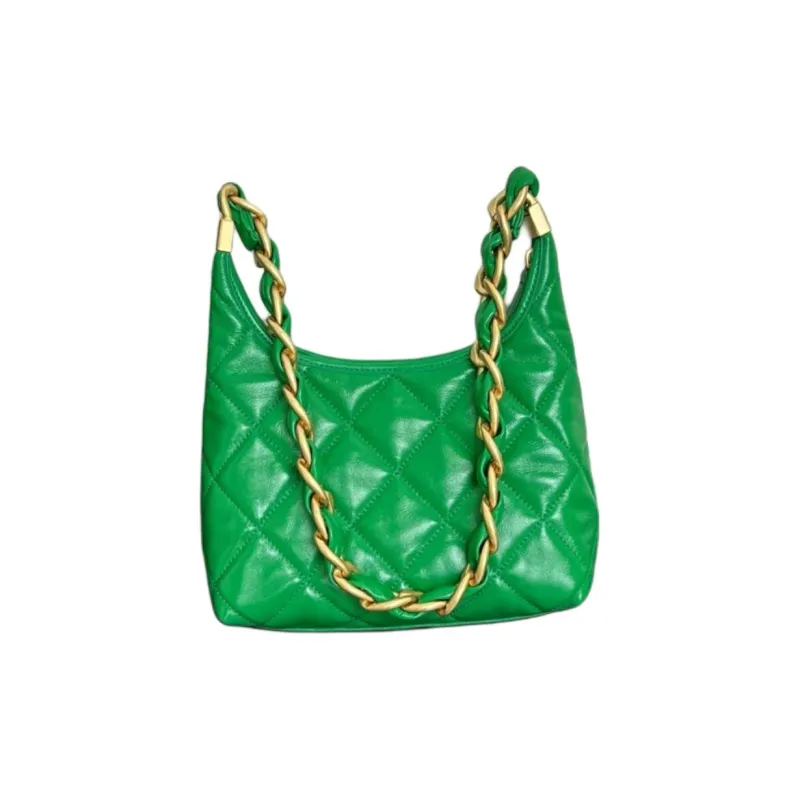 CHANEL Polished Lambskin Hobo Bag, Crossbody Bag, Shoulder Bag Trumpets Women's Green-2