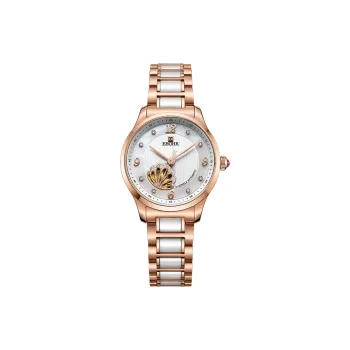 EBOHR Revenge Collection Mechanical Movement Steel Strap Watch Women's Watch White Dial