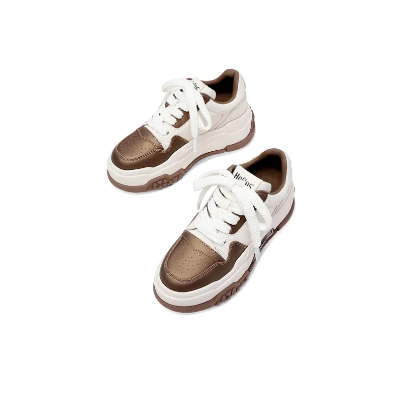 Hoov Slip-Resistant Low-Top Skateboard Shoes Women's Coffee Apricot Color-2