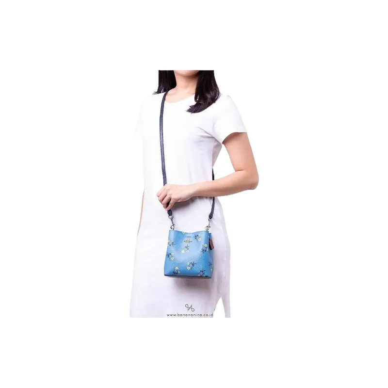 COACH Town Leather Tote Bag, Shopping Bag, Bucket Bag, Shoulder Bag, Crossbody Bag Small Size Women's Blue-5