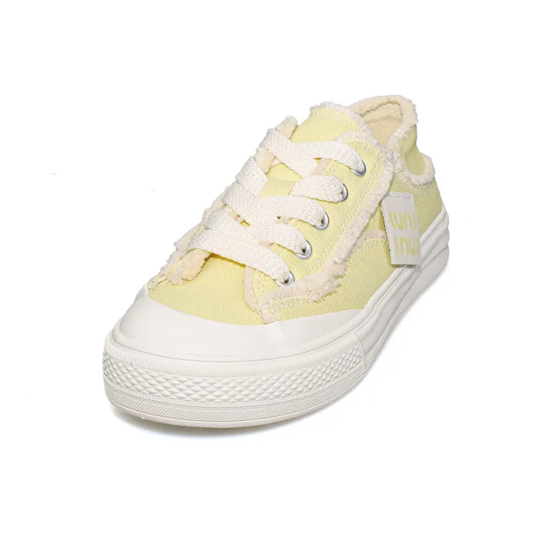 B10CROWN Slip Resistant Breathable Low Top Canvas Shoes Women's Yellow-2