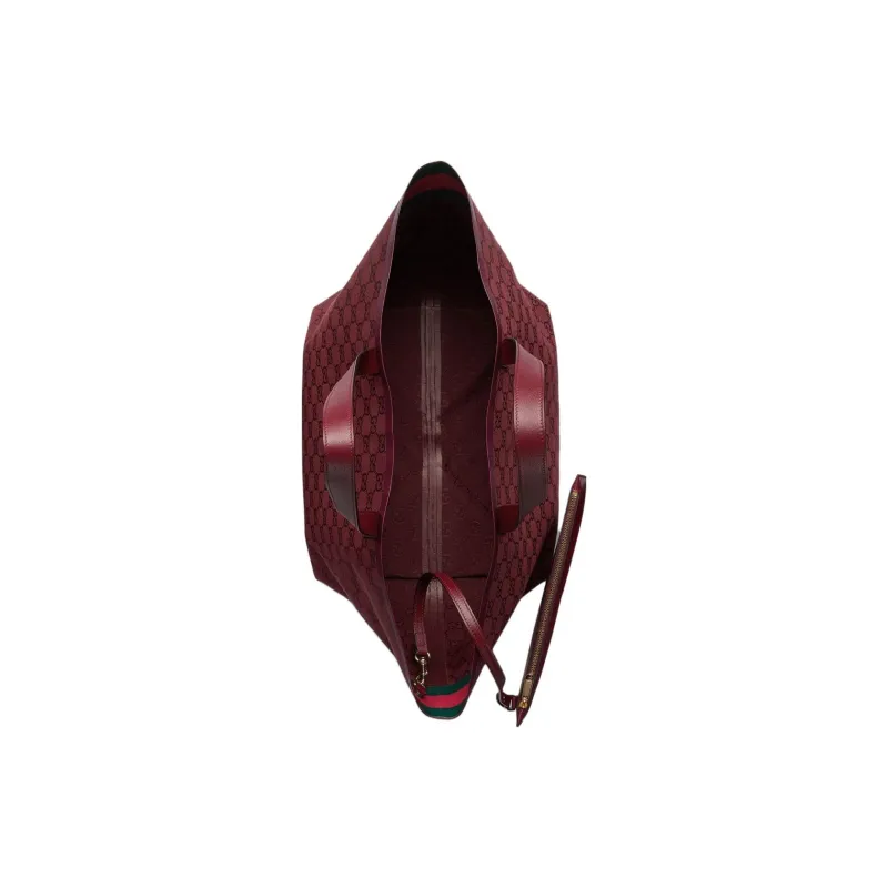 GUCCI Canvas Tote Bag Shopping Bag Handbag Shoulder Bag Medium Size Women's Red-6