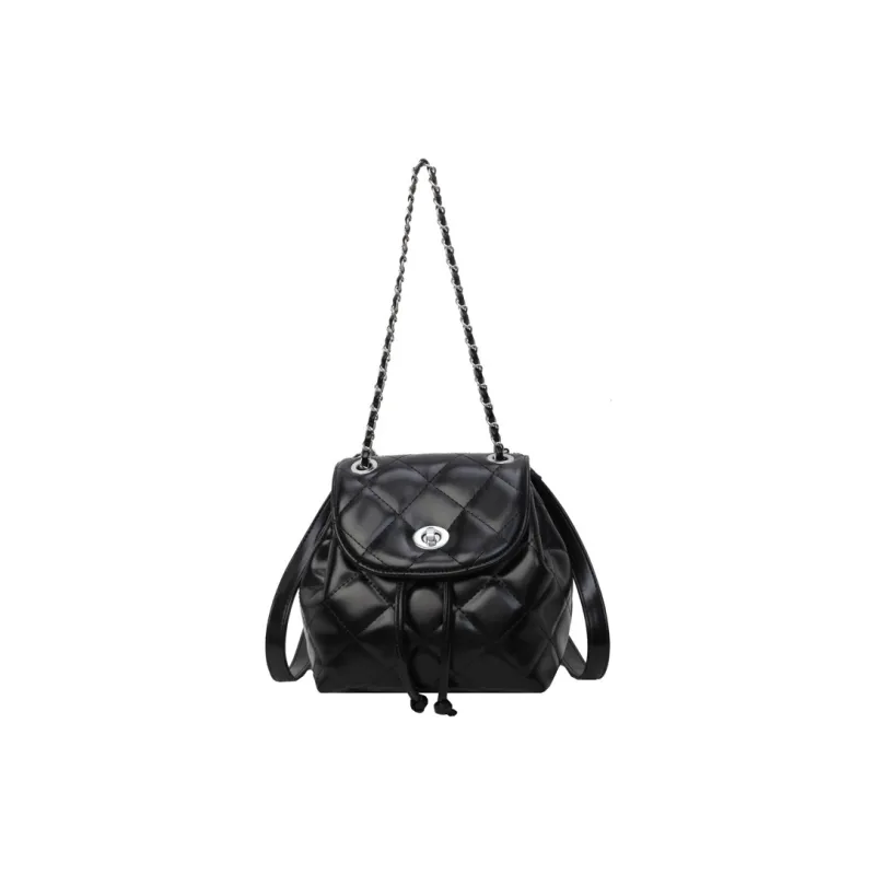 SEVENMOONS PU Backpack Women's Black/White/Silver-1